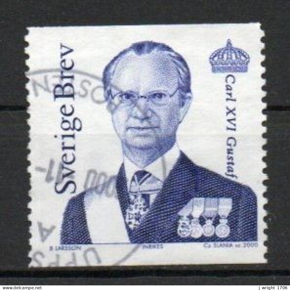 Sweden, 2000, King Carl XVI Gustaf, Letter/Dark Blue, USED - Gebraucht