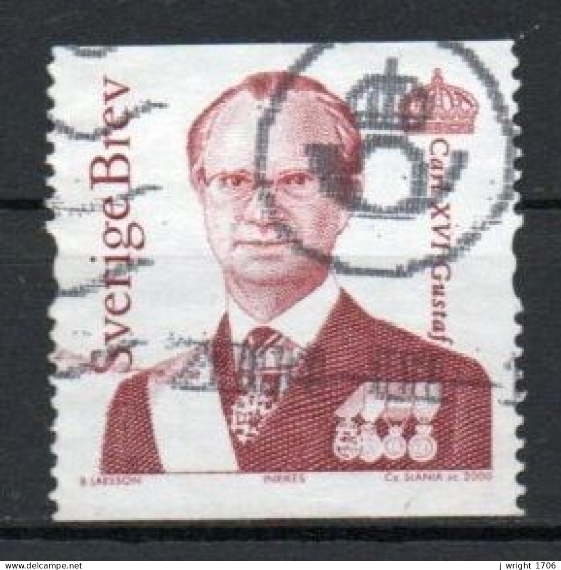 Sweden, 2003, King Carl XVI Gustaf, Letter/Brown Carmine, USED - Used Stamps