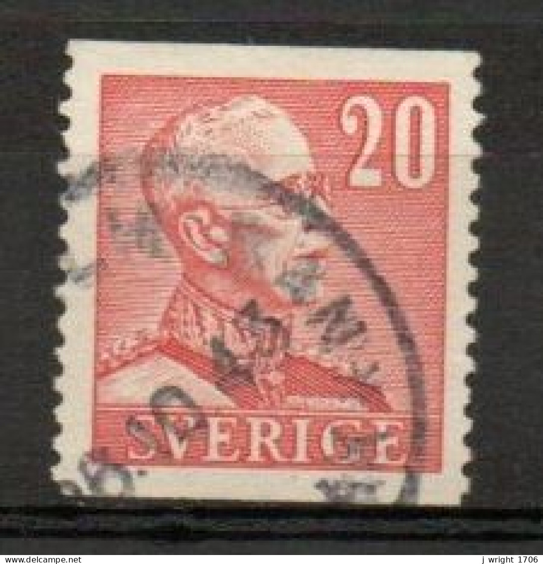 Sweden, 1940, King Gustaf V, 20ö/Large '20'/Perf 2 Sides, USED - Used Stamps