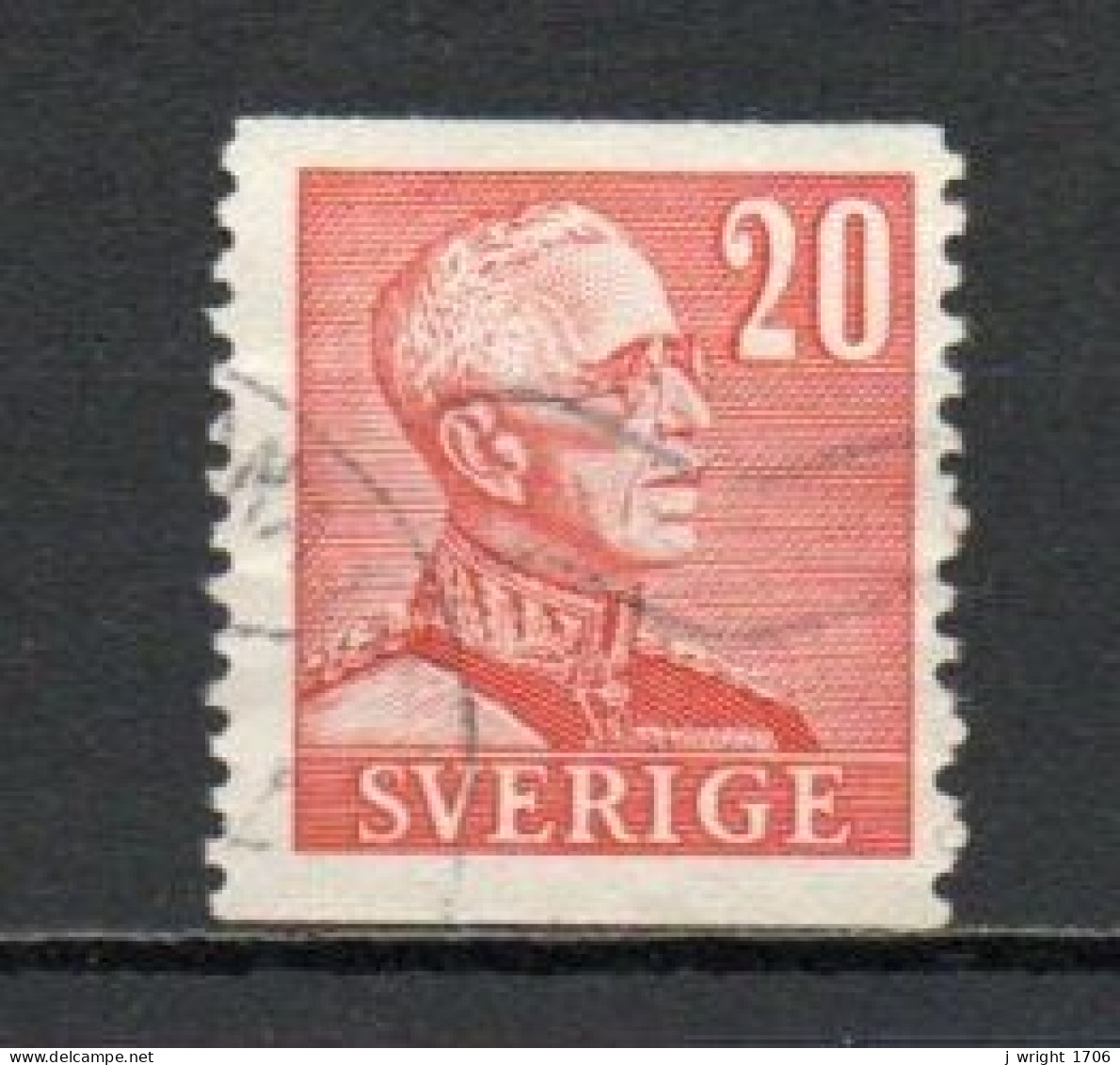 Sweden, 1940, King Gustaf V, 20ö/Large '20'/Perf 2 Sides, USED - Used Stamps