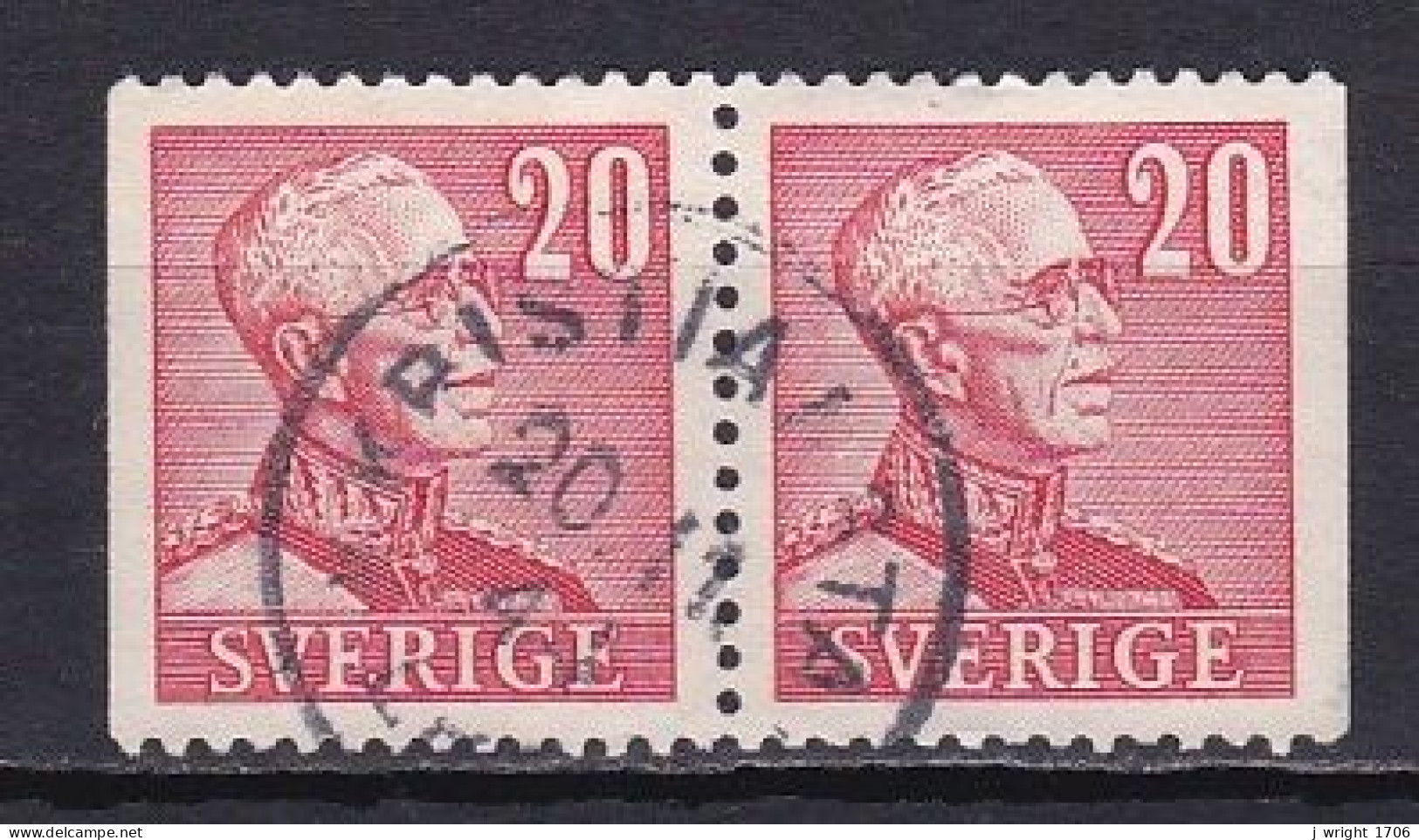Sweden, 1942, King Gustaf V, 20ö/Large '20'/Joined Pair, USED - Gebruikt