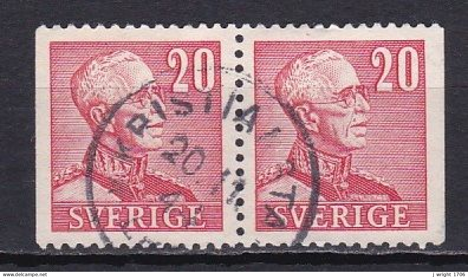 Sweden, 1942, King Gustaf V, 20ö/Large '20'/Joined Pair, USED - Gebraucht