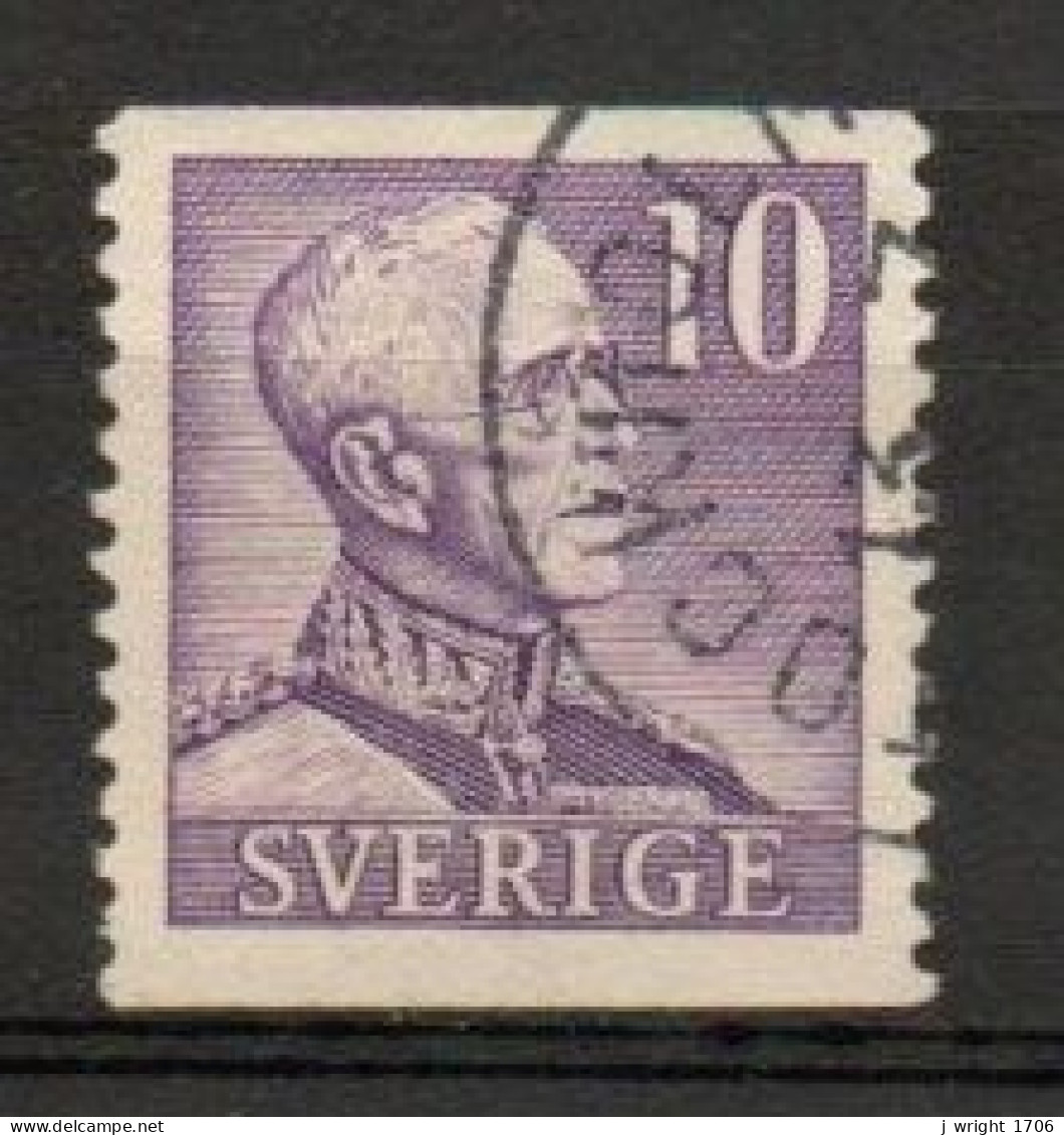 Sweden, 1939, King Gustaf V, 10ö/Violet Large '10'/Perf 2 Sides, USED - Oblitérés