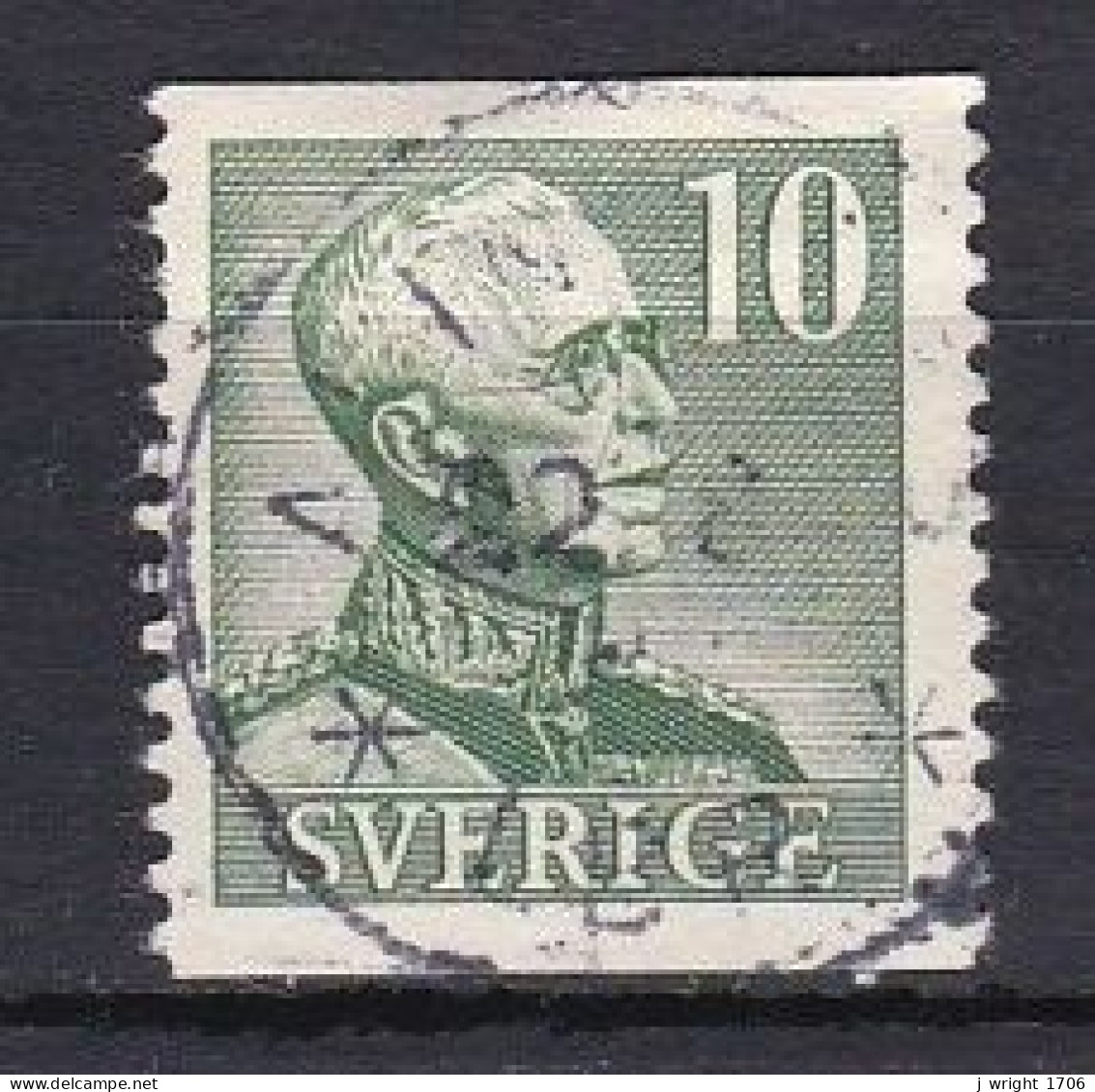 Sweden, 1948, King Gustaf V/Green, 10ö/Perf 2 Sides, USED - Oblitérés