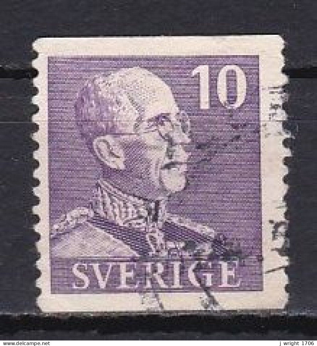 Sweden, 1939, King Gustaf V, 10ö/Violet Small '10'/Perf 2 Sides, USED - Oblitérés