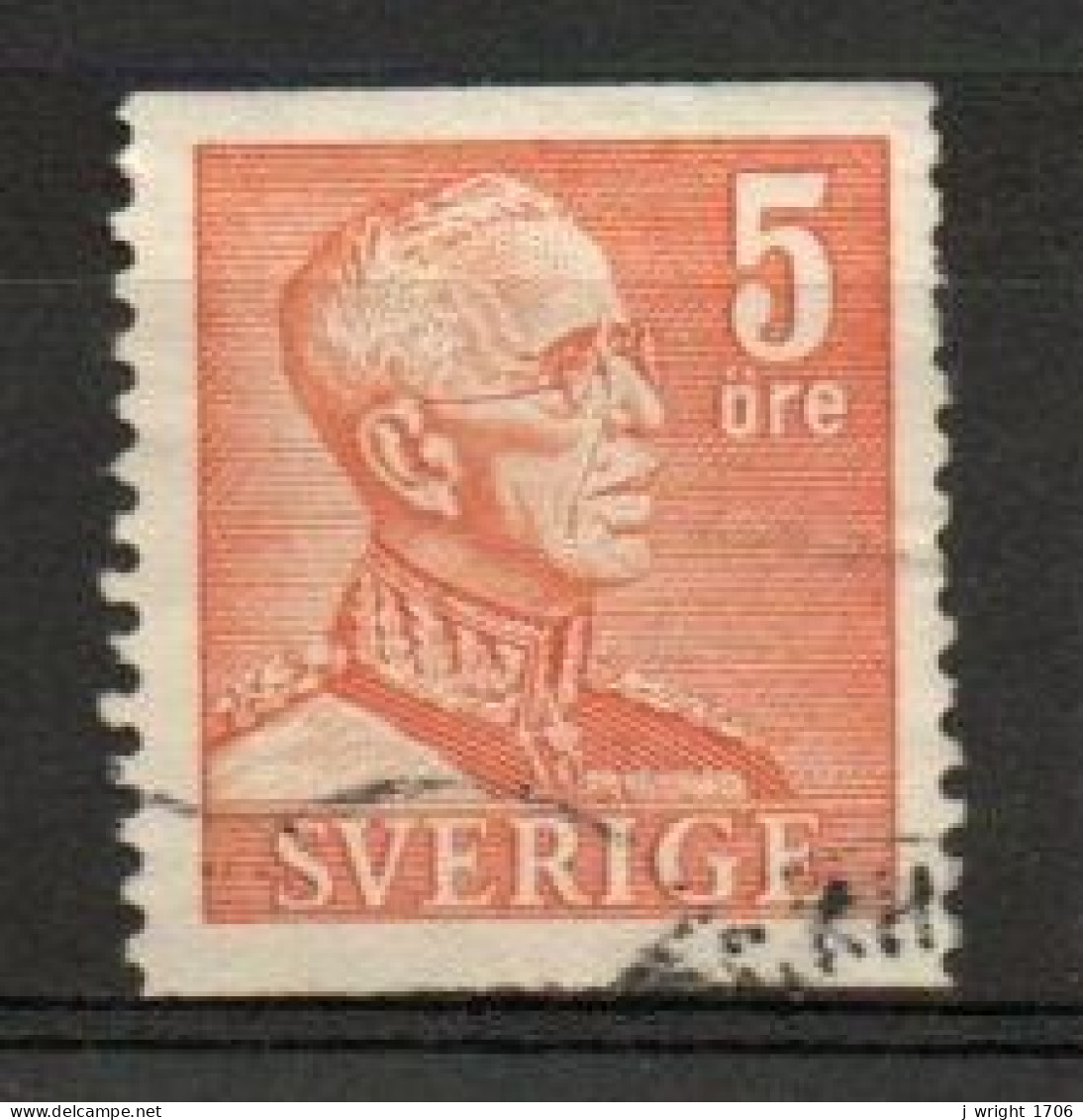 Sweden, 1948, King Gustaf V, 5ö/Orange, USED - Used Stamps