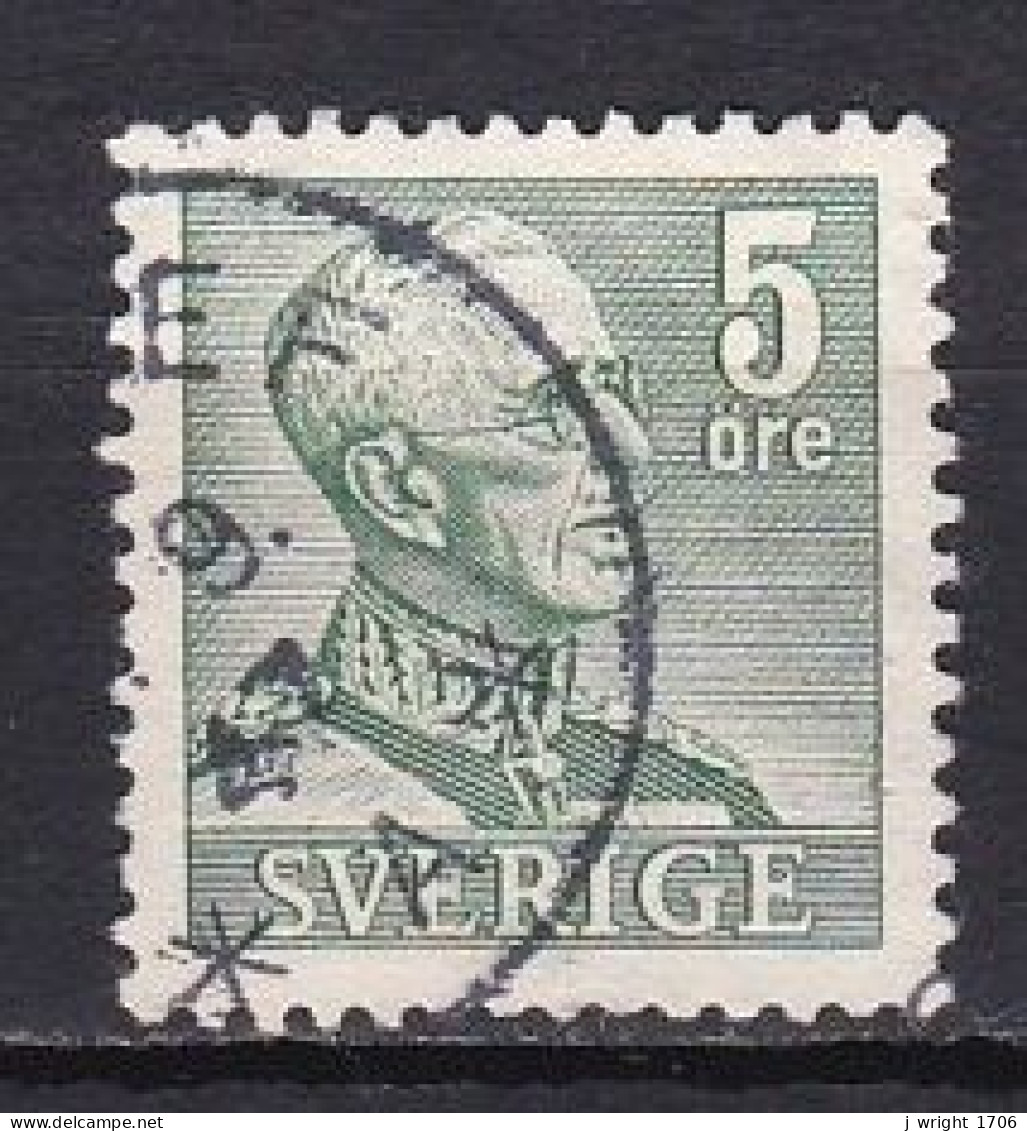 Sweden, 1946, King Gustaf V, 5ö/Green/Perf 4 Sides, USED - Gebruikt