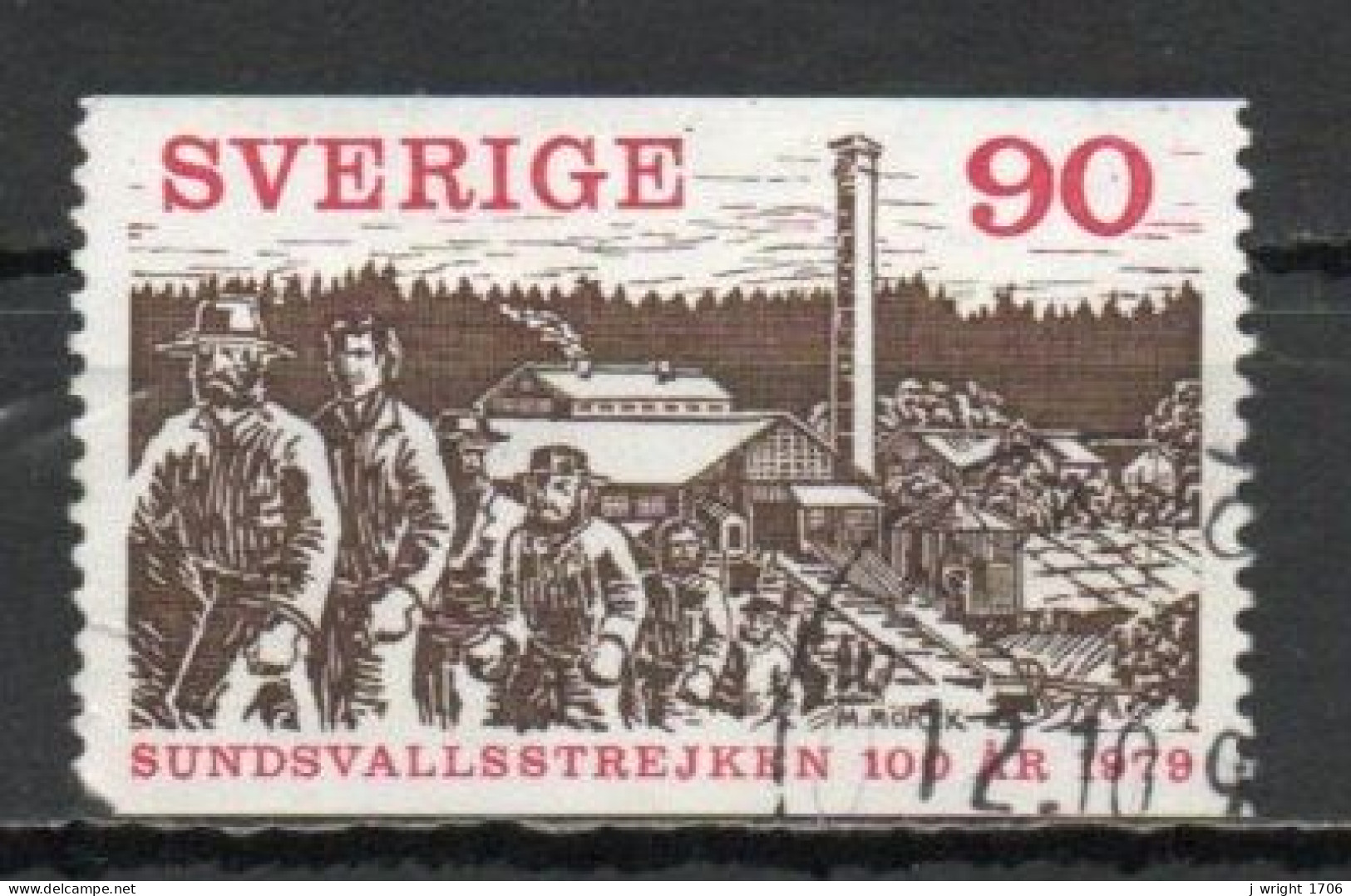 Sweden, 1979, Sundsvall Strike Centenary, 90ö, USED - Gebraucht