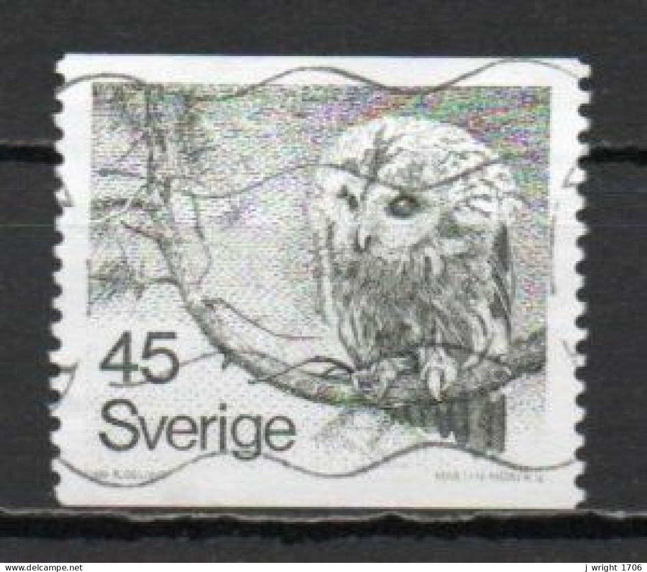 Sweden, 1977, Owl, 45ö, USED - Gebruikt