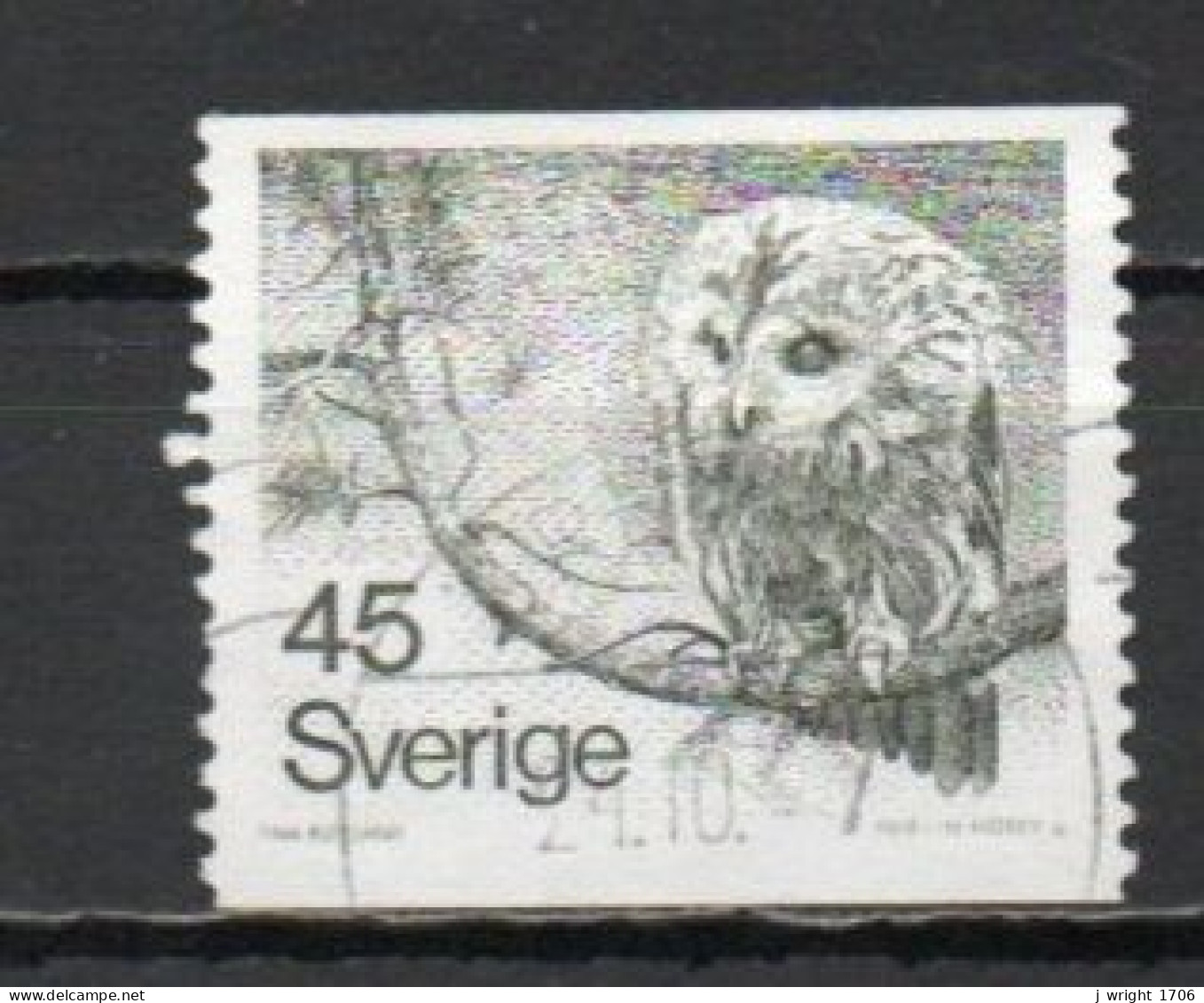 Sweden, 1977, Owl, 45ö, USED - Gebraucht