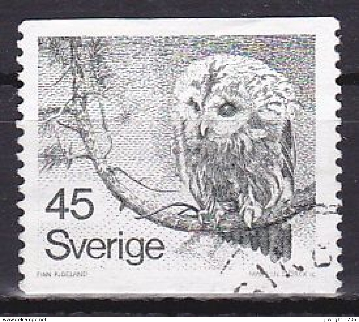 Sweden, 1977, Owl, 45ö, USED - Gebruikt