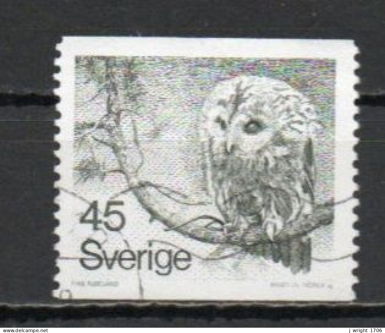 Sweden, 1977, Owl, 45ö, USED - Gebruikt