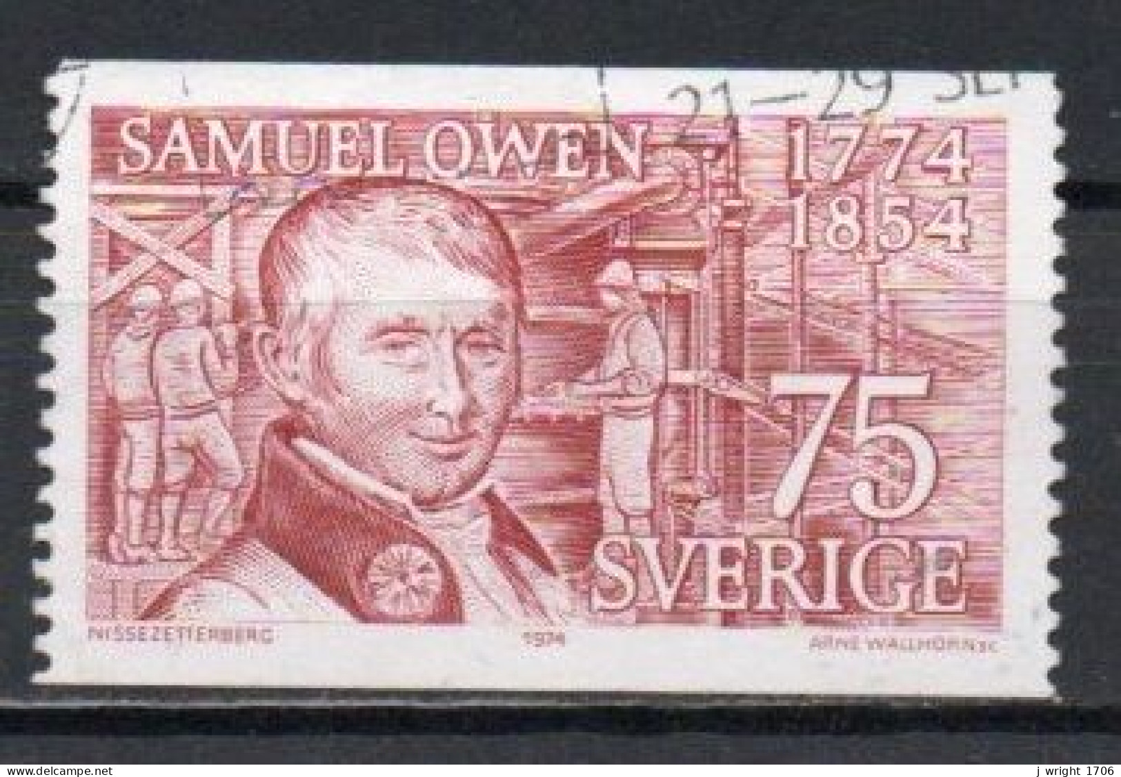 Sweden, 1974, Samuel Owen, 75ö, USED - Gebruikt