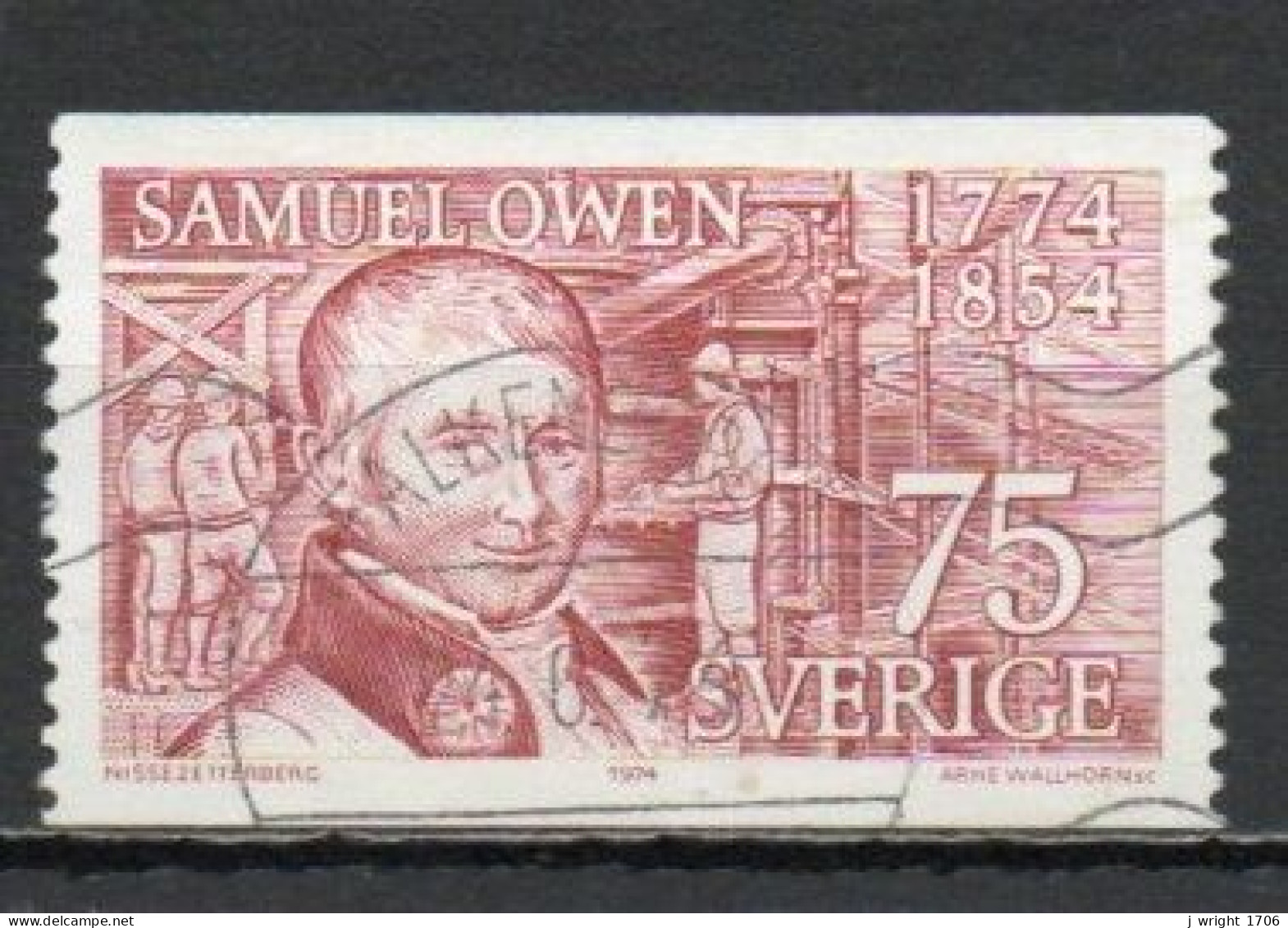 Sweden, 1974, Samuel Owen, 75ö, USED - Gebruikt