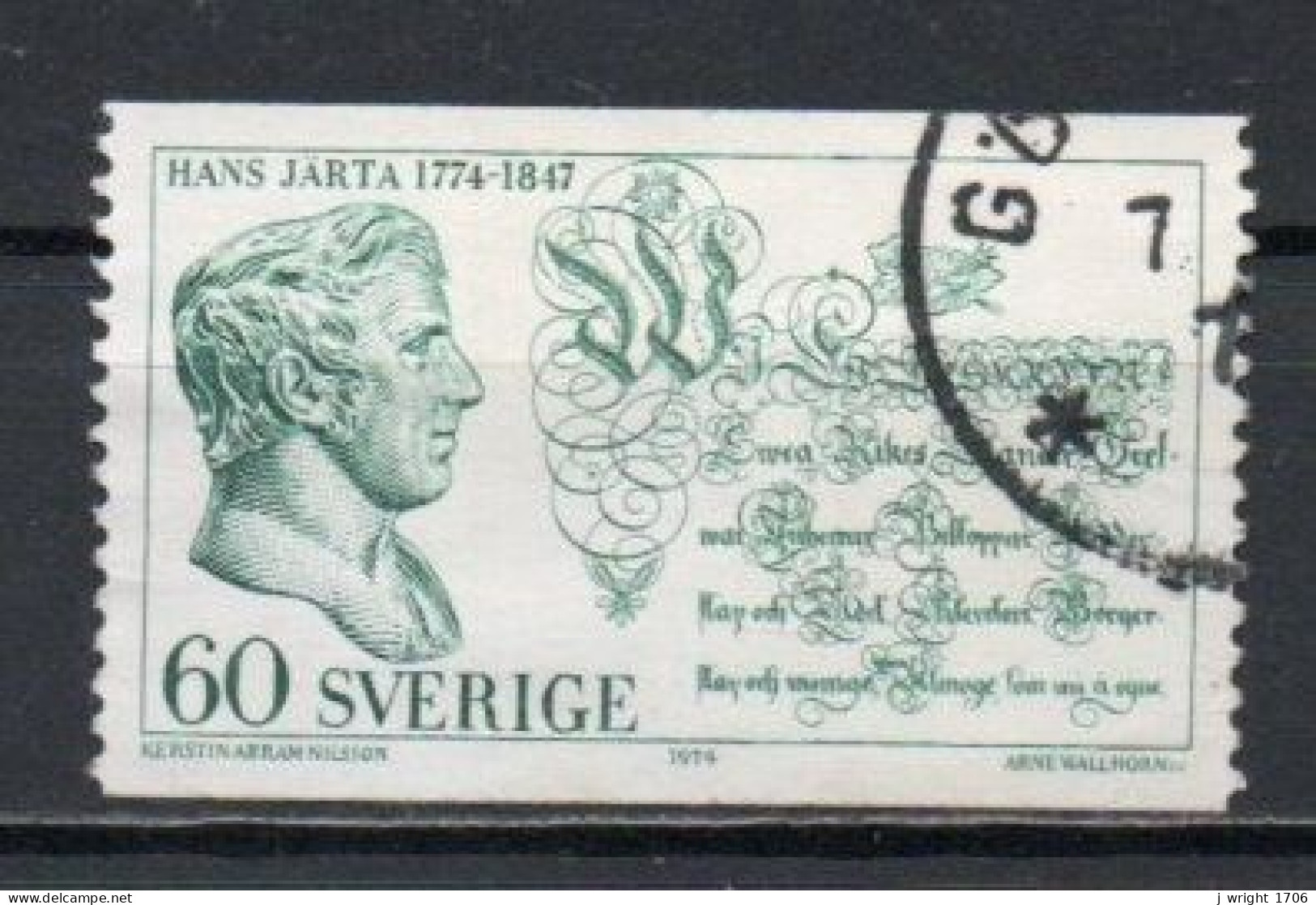 Sweden, 1974, Hans Järta, 60ö, USED - Used Stamps