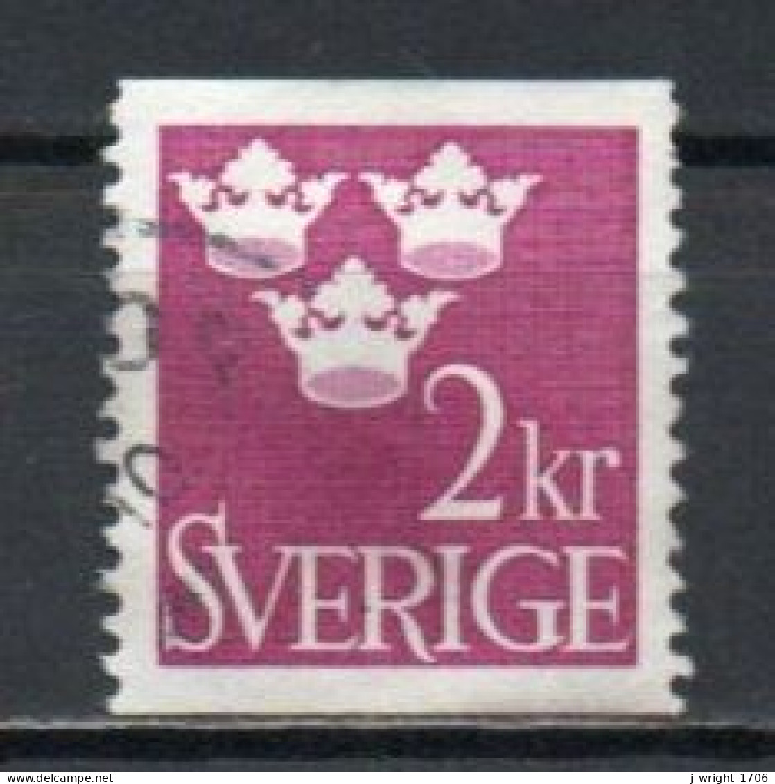 Sweden, 1952, Three Crowns, 2kr/Red Violet, USED - Usados