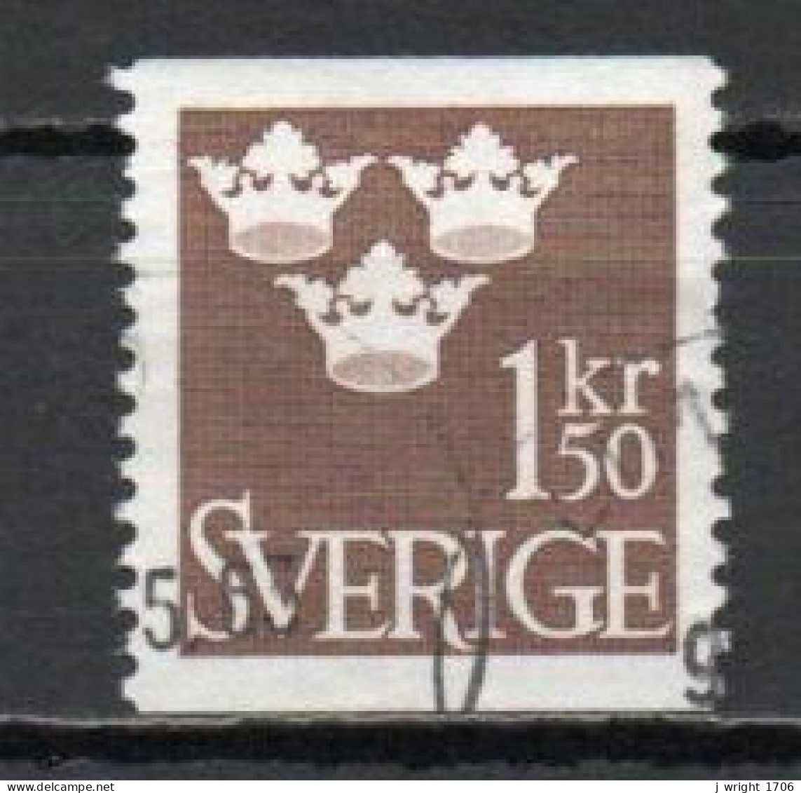 Sweden, 1962, Three Crowns, 1.50kr/Brown, USED - Usados