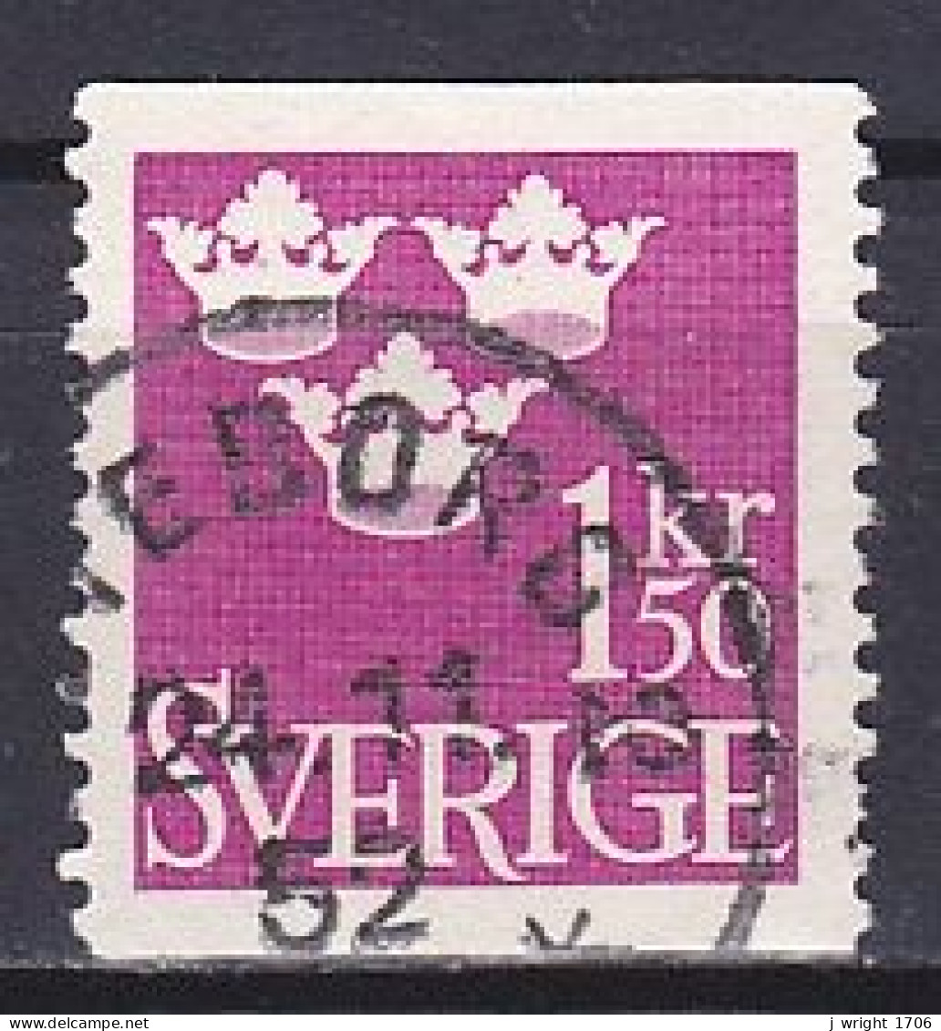 Sweden, 1951, Three Crowns, 1.50kr/Red Violet, USED - Used Stamps