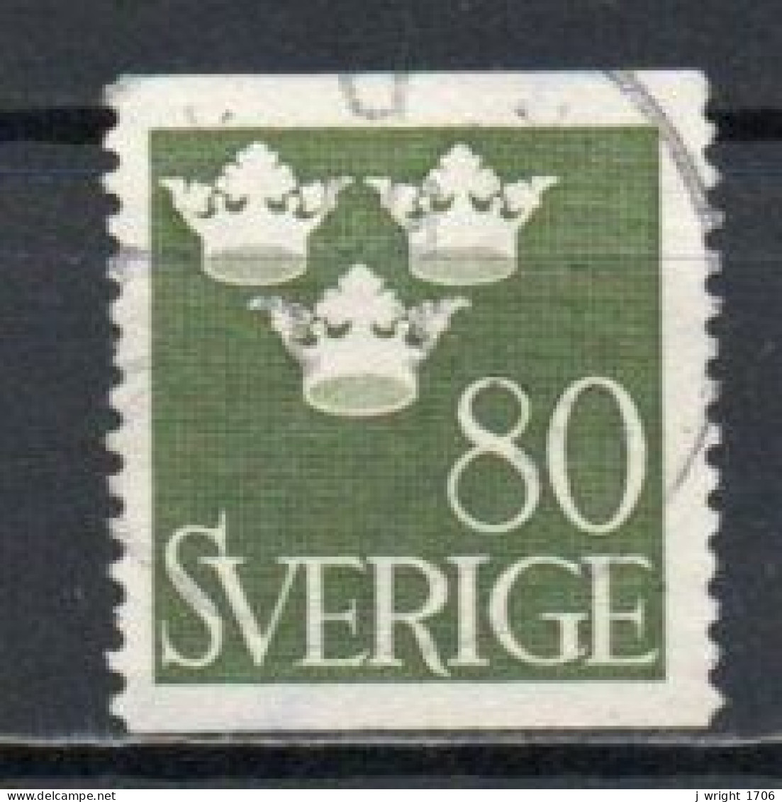 Sweden, 1948, Three Crowns, 80ö, USED - Oblitérés