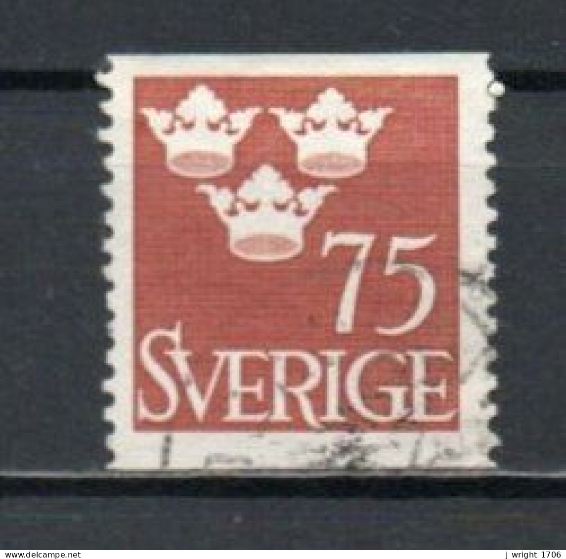 Sweden, 1952, Three Crowns, 75ö, USED - Gebruikt