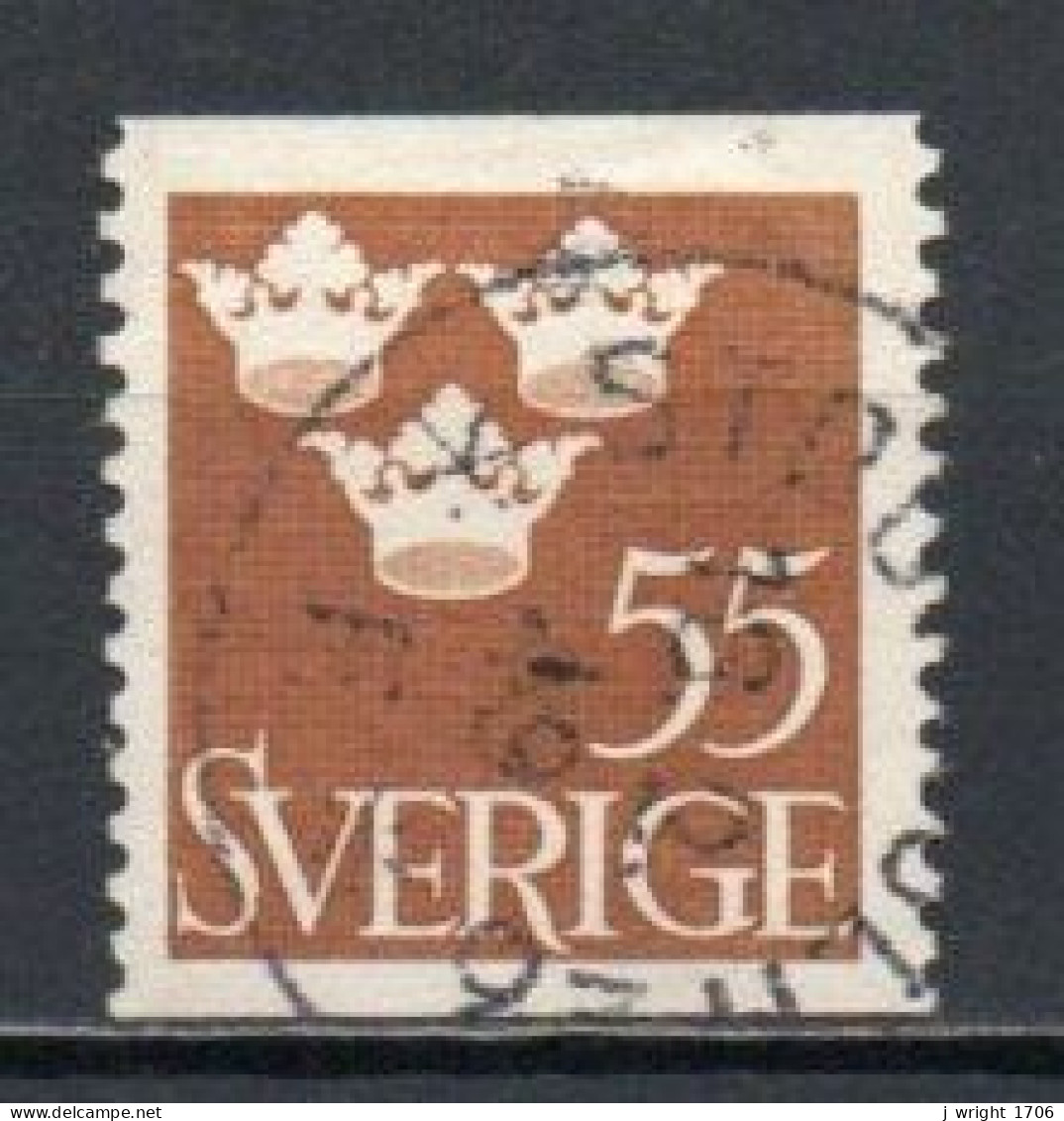 Sweden, 1948, Three Crowns, 55ö, USED - Oblitérés