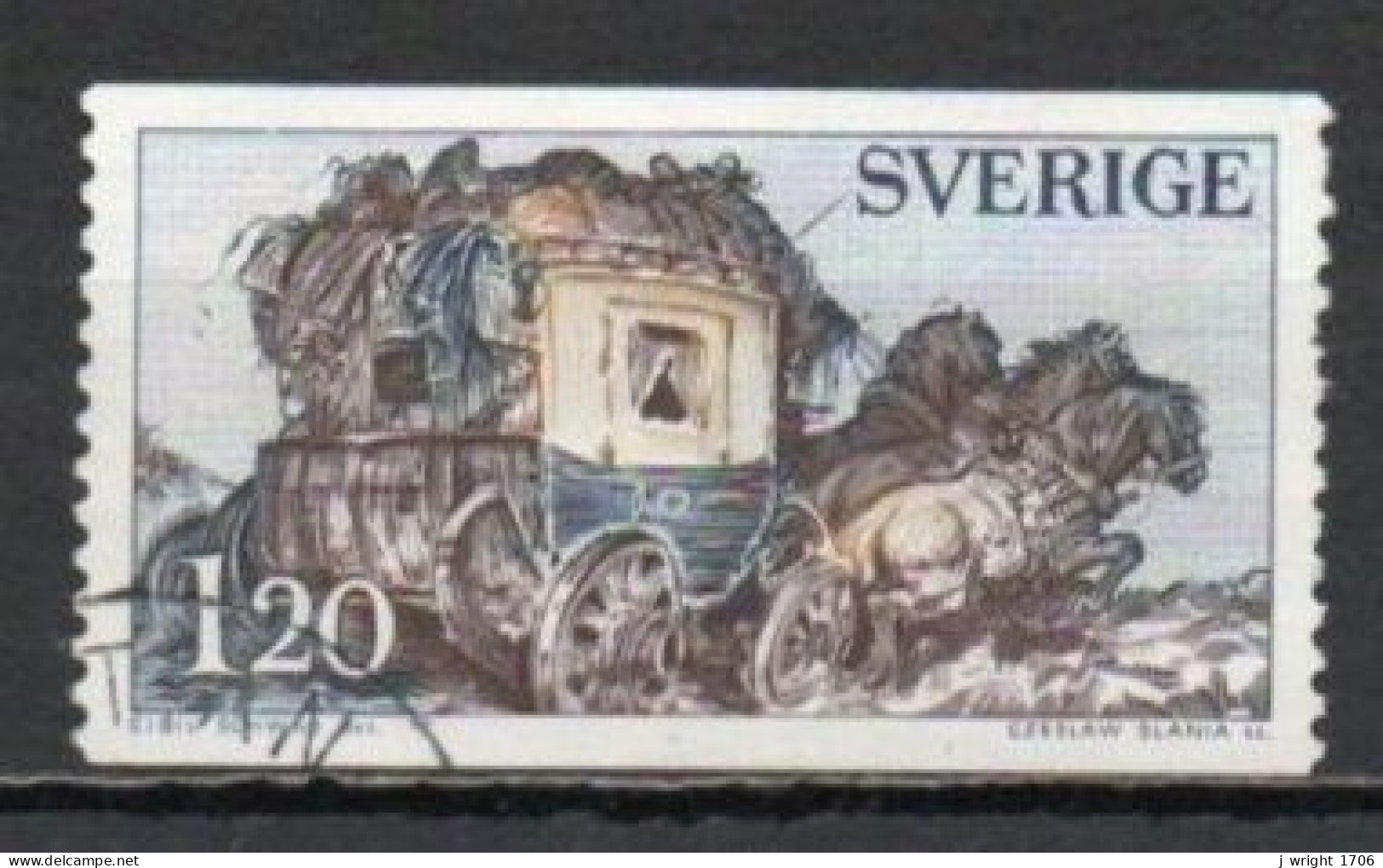 Sweden, 1971, Mail Coach, 1.20kr, USED - Used Stamps