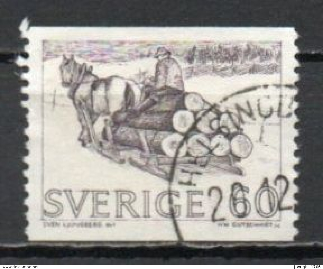 Sweden, 1971, Timber Sled, 60ö, USED - Oblitérés