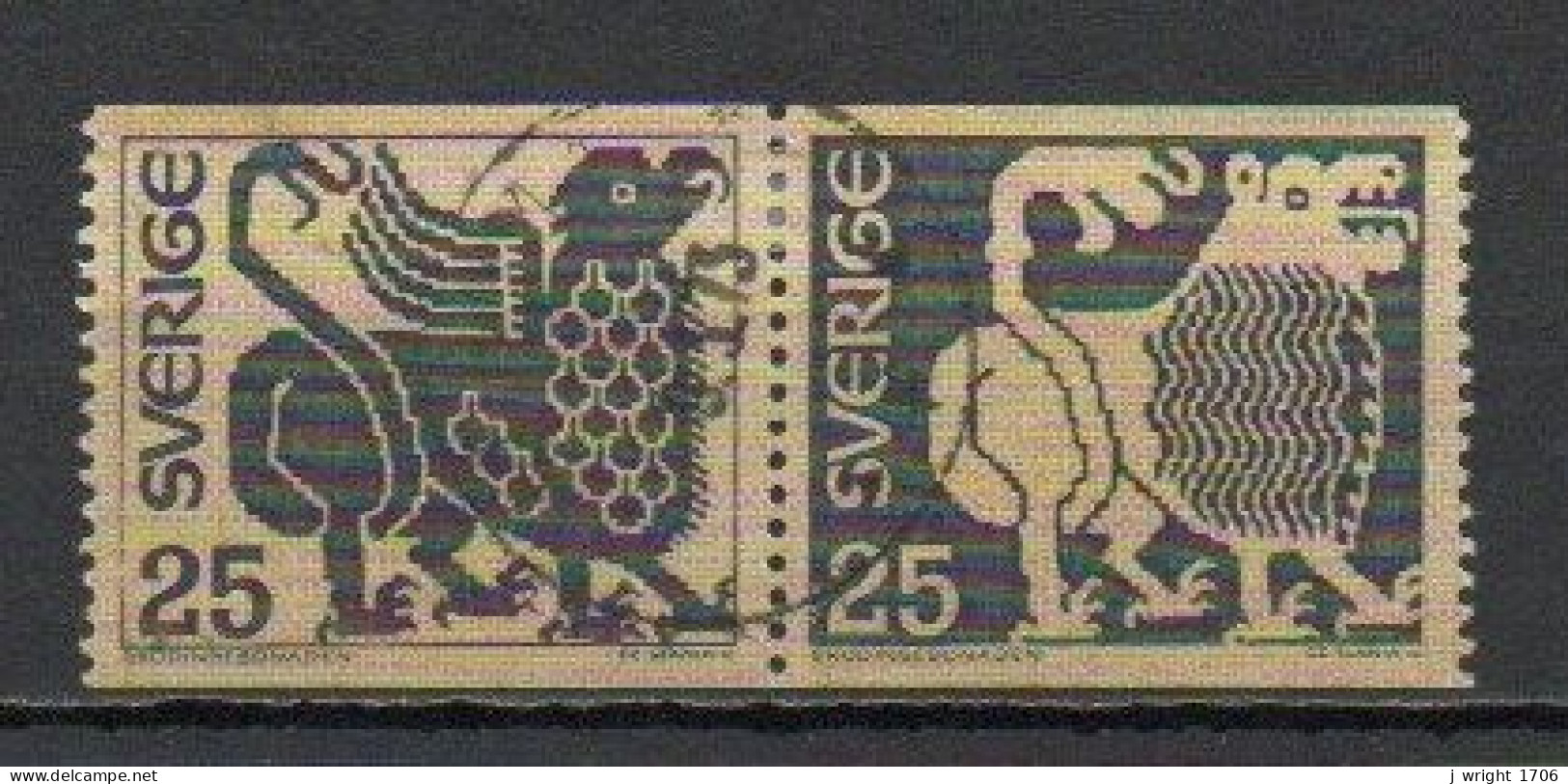 Sweden, 1971, Grödinge Tapestry, Joined Pair, USED - Usados