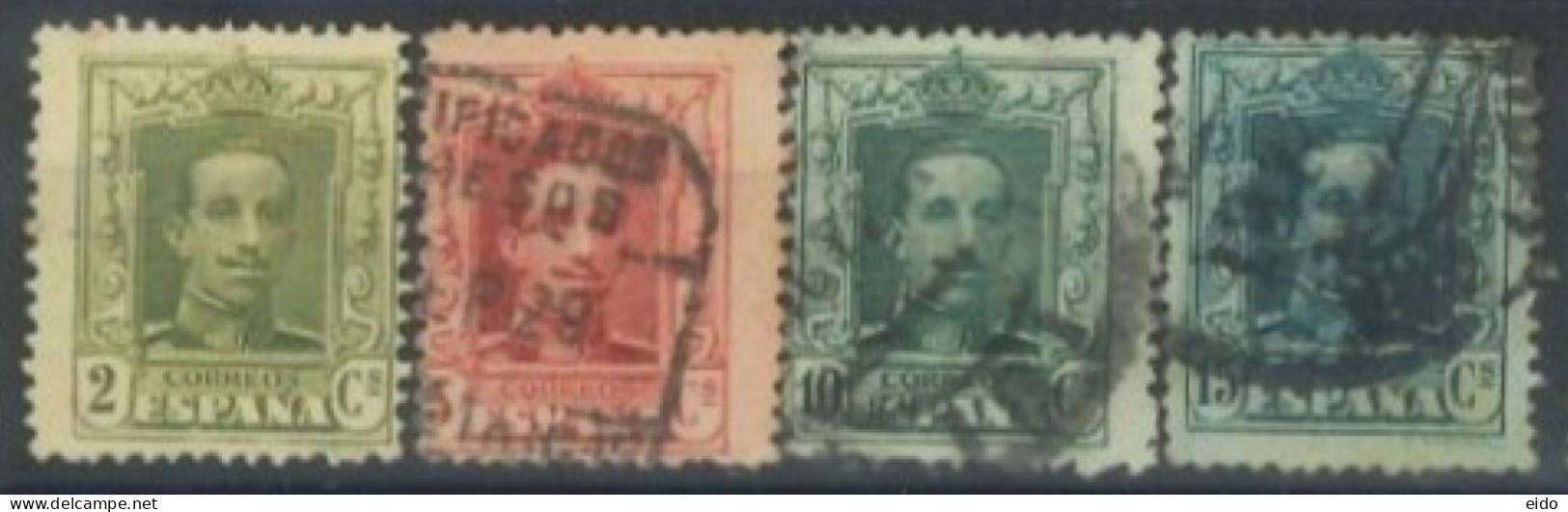 SPAIN, 1922/26, KING ALFONSO XIII STAMPS SET OF 4 # 331/32,335/36, USED. - Oblitérés
