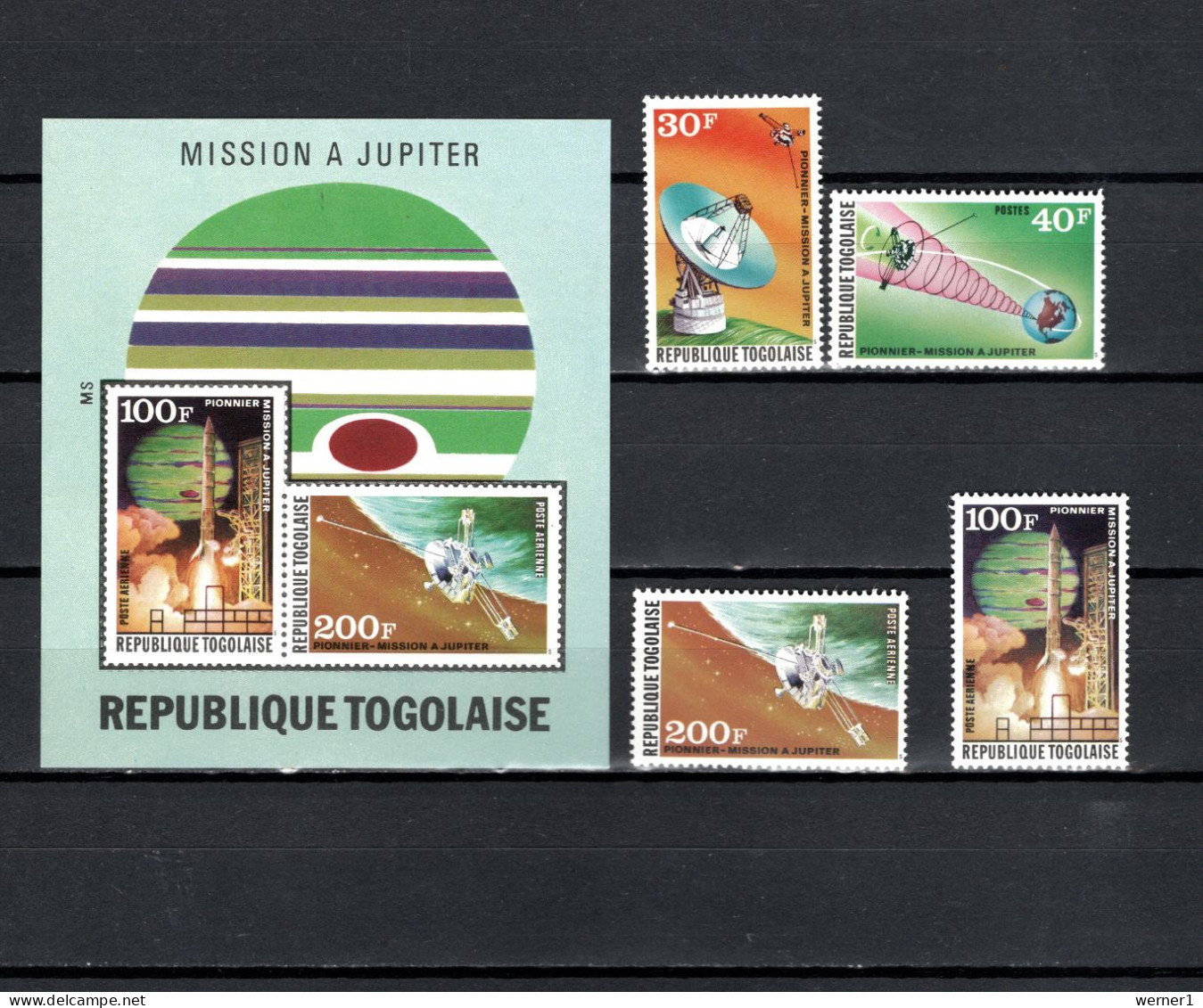 Togo 1974 Space, Jupiter Set Of 4 + S/s (s/s Rouletted) MNH - Africa