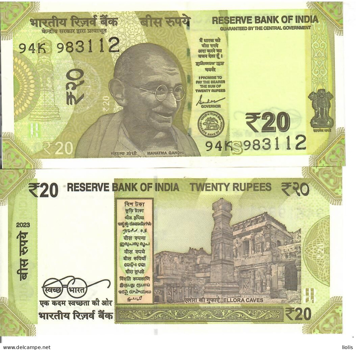 India    20 Rupees 2023 Litter S    UNC - Indien