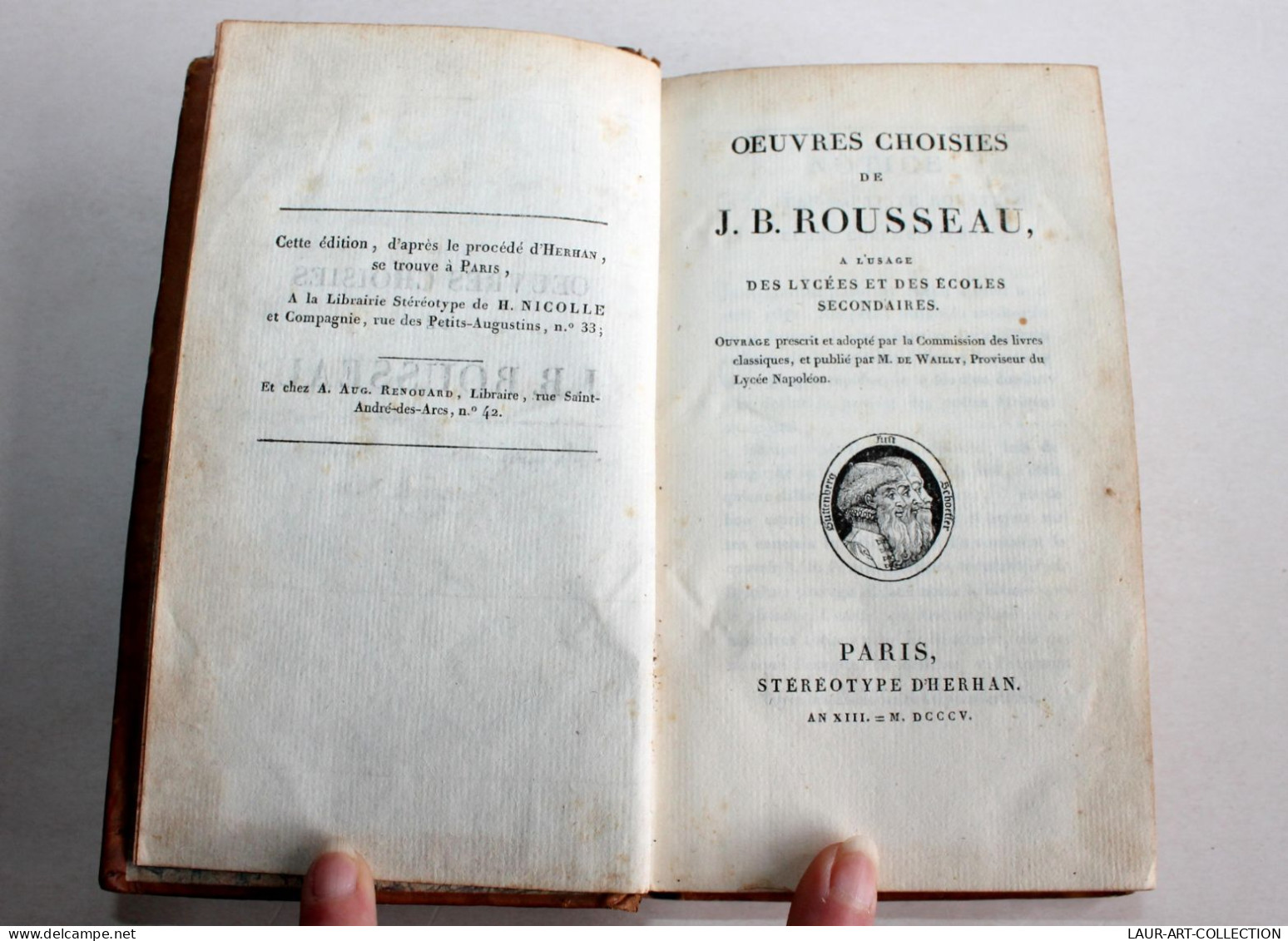 OEUVRES CHOISIES DE J. B. ROUSSEAU A L'USAGE DES LYCEES & ECOLES 1805 STEREOTYPE / ANCIEN LIVRE XIXe SIECLE (1803.143) - 1801-1900