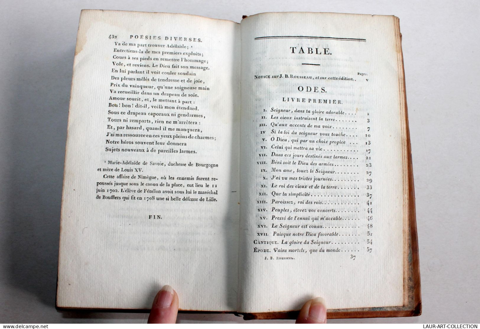 OEUVRES CHOISIES DE J. B. ROUSSEAU A L'USAGE DES LYCEES & ECOLES 1805 STEREOTYPE / ANCIEN LIVRE XIXe SIECLE (1803.143) - 1801-1900