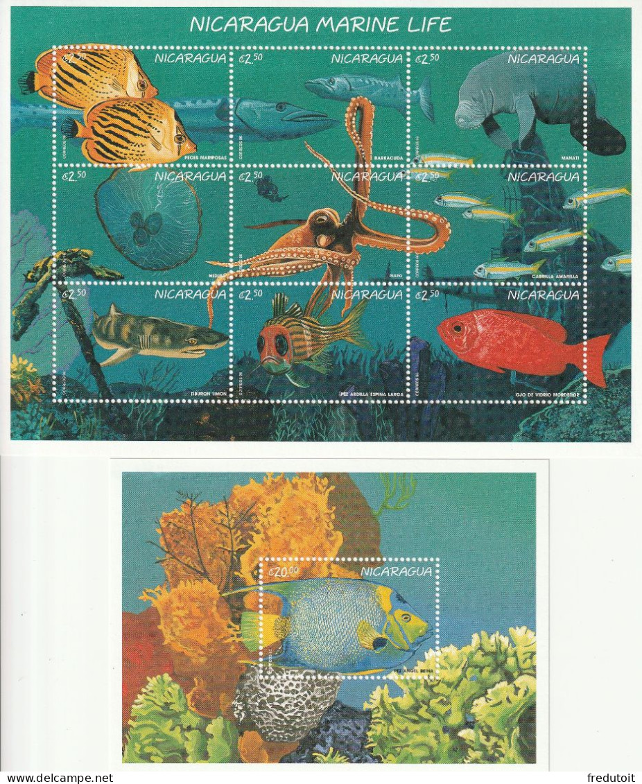 NICARAGUA - N°2185/9+BLOC N°269 ** (1996) Faune Marine - Nicaragua