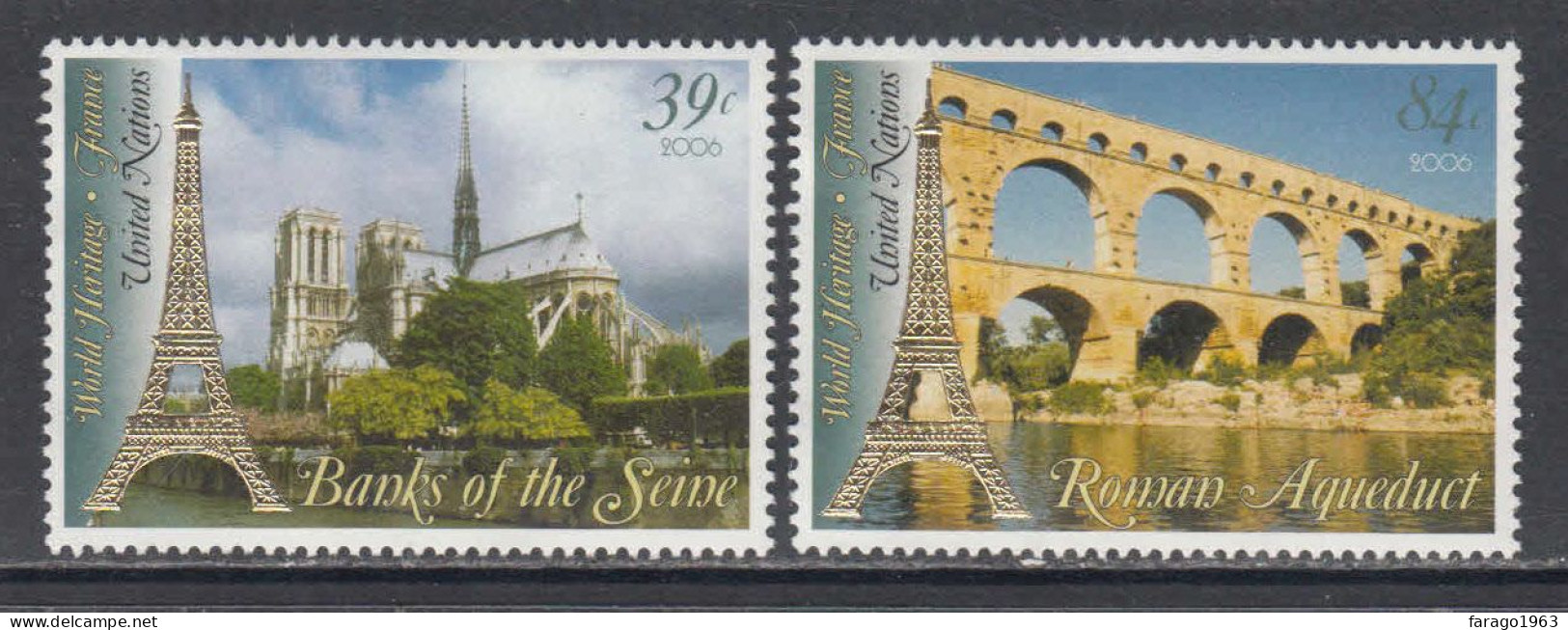 2006 United Nations New York Paris GOLD FOIL Complete Set Of 2 MNH - Neufs