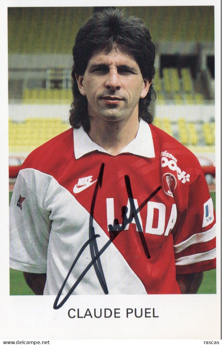 CPM - FOOTBALL - PHOTO DEDICACEE DU FOOTBALLEUR DE L'A.S.MONACO CLAUDE PUEL - Fútbol