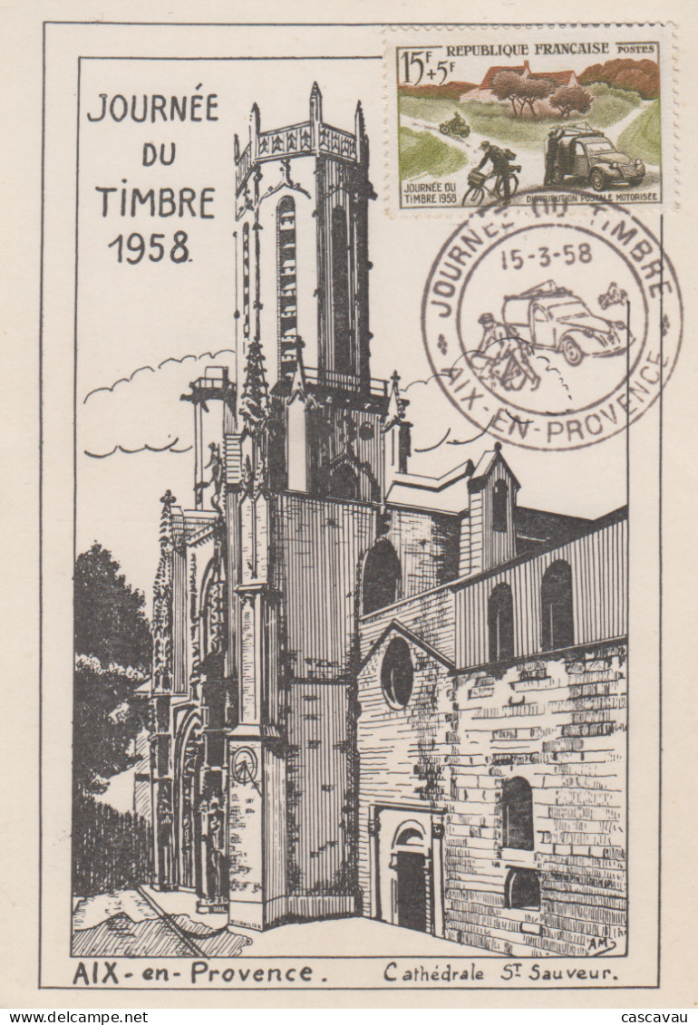 Carte  Locale  1er  Jour   FRANCE   JOURNEE  Du  TIMBRE    AIX  EN  PROVENCE   1958 - Tag Der Briefmarke