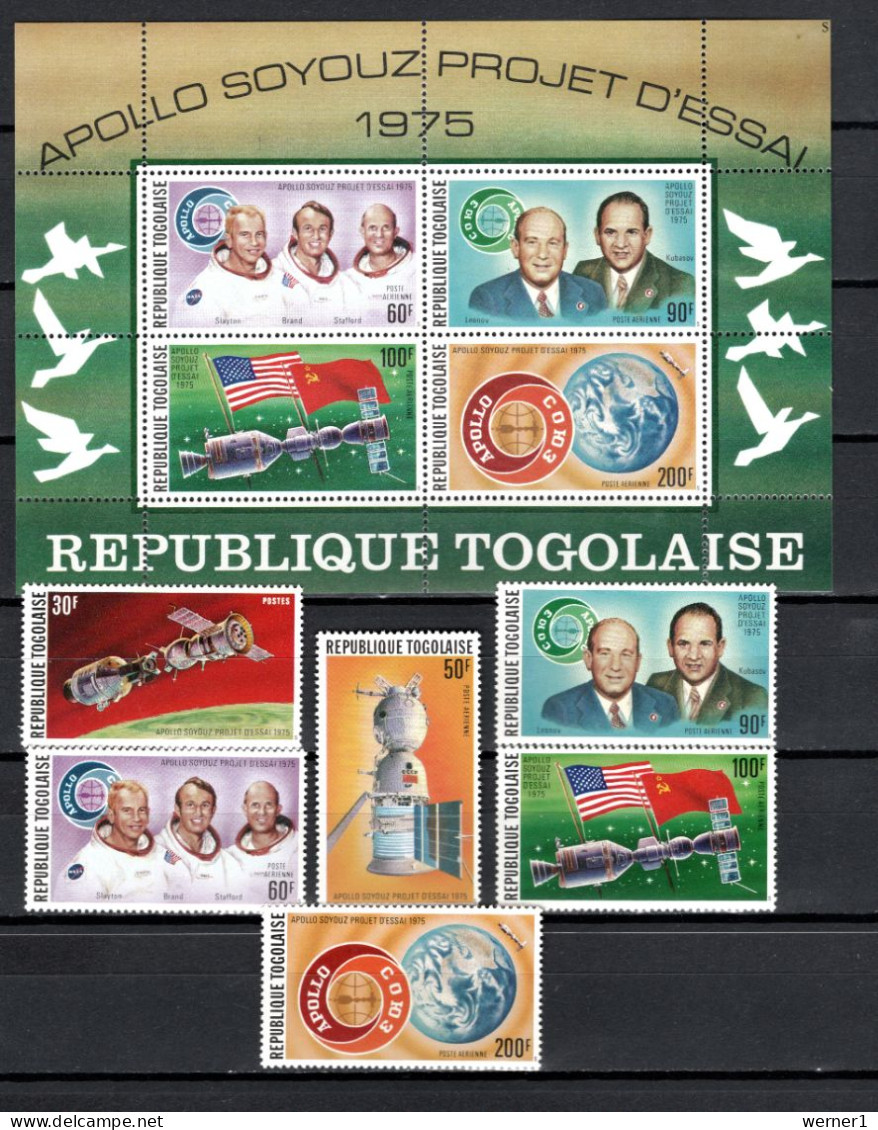 Togo 1975 Space, Apollo-Soyuz Set Of 6 + S/s MNH - Africa