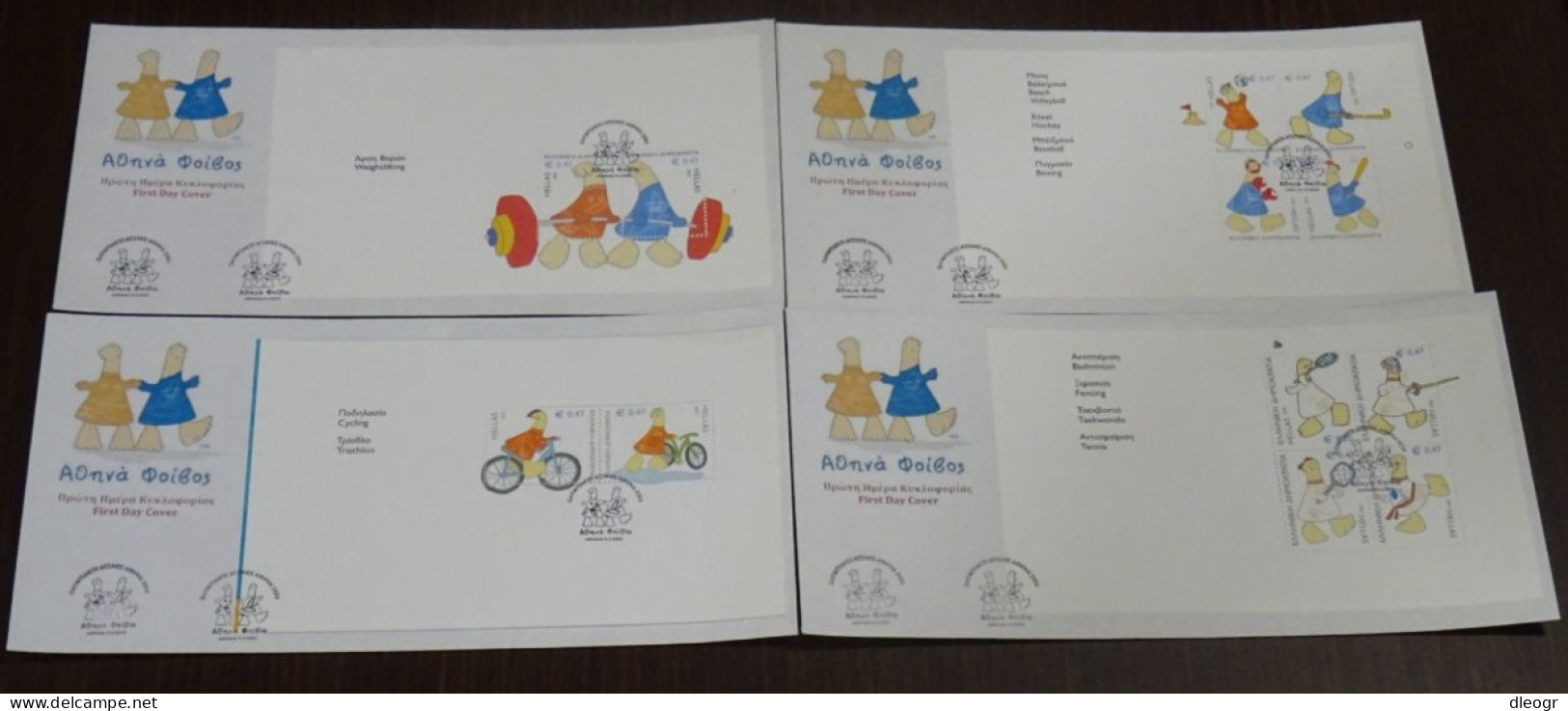 Greece 2003 Olympic Mascots Blocks Set FDC Large Envelope - FDC