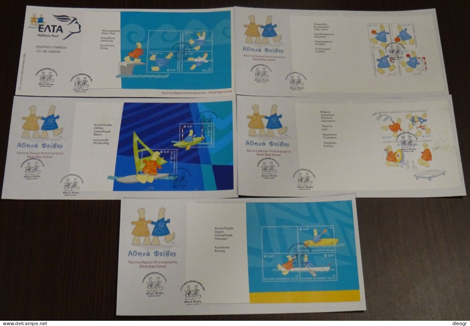 Greece 2003 Olympic Mascots Blocks Set FDC Large Envelope - FDC