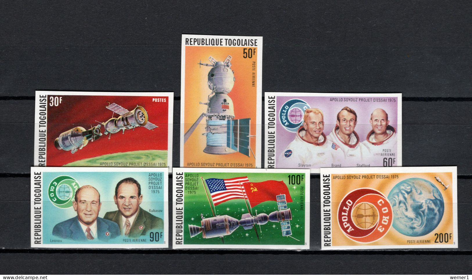 Togo 1975 Space, Apollo-Soyuz Set Of 6 Imperf. MNH -scarce- - Africa