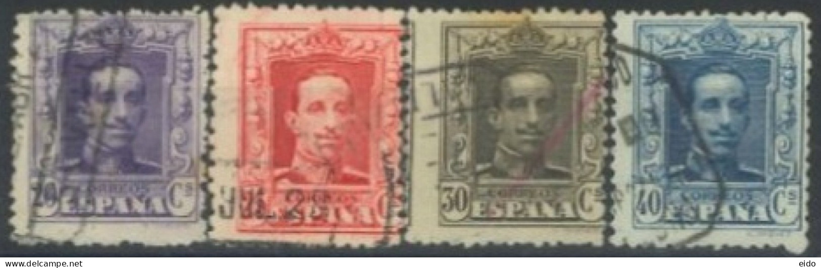 SPAIN, 1922/26, KING ALFONSO XIII STAMPS SET OF 4 # 337/40, USED. - Gebraucht
