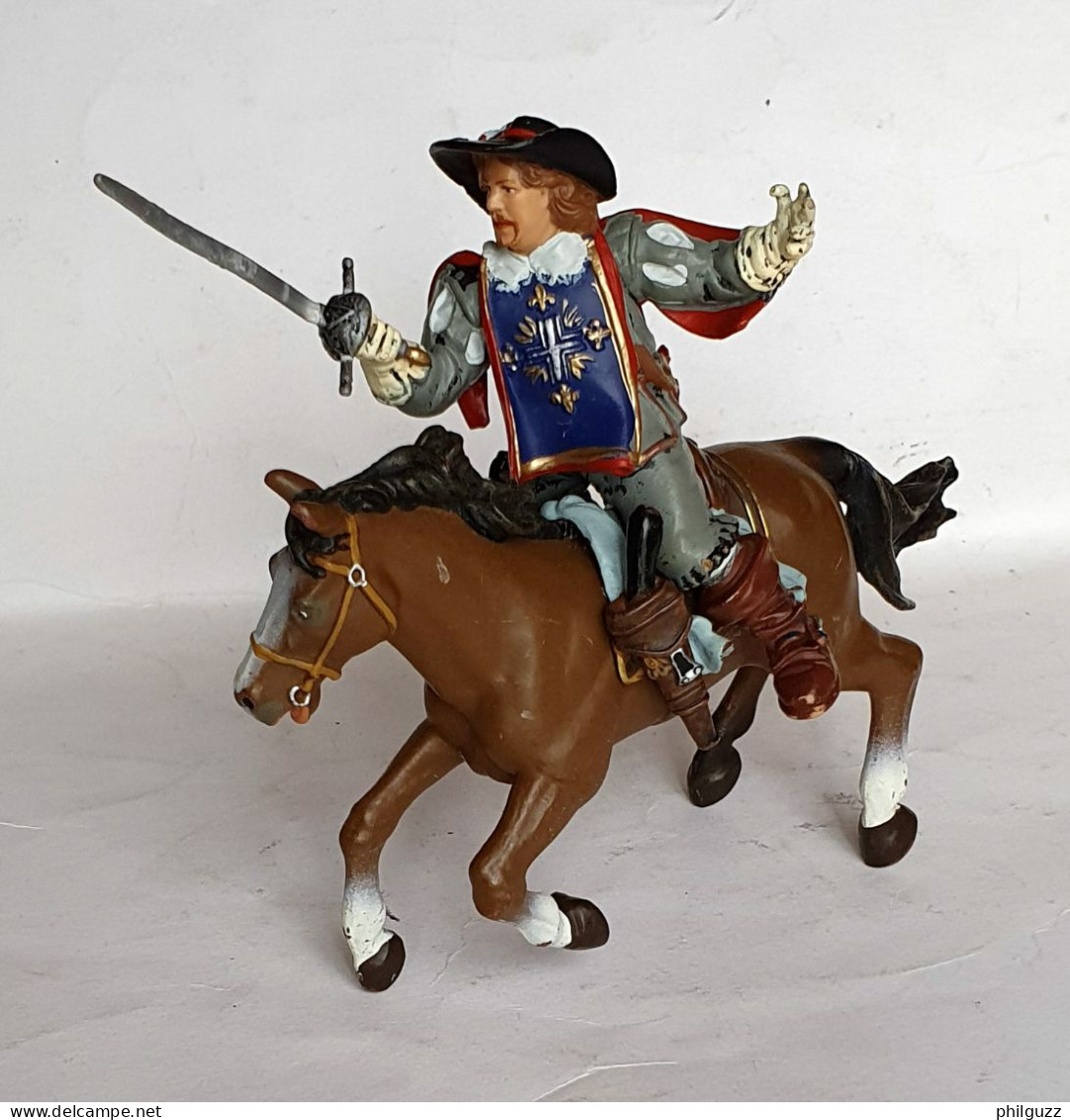 FIGURINE PAPO PERSONNAGE HISTORIQUE MOUSQUETAIRE PORTHOS A Cheval CAVALIER 2001 - Autres & Non Classés