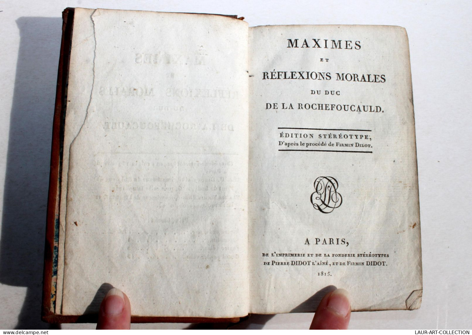 MAXIME REFLEXION MORALE DE ROCHEFOUCAULD Ed STEREOTYPE 1815 + PENSEE NICOLE 1806 / ANCIEN LIVRE XIXe SIECLE (1803.17) - 1801-1900