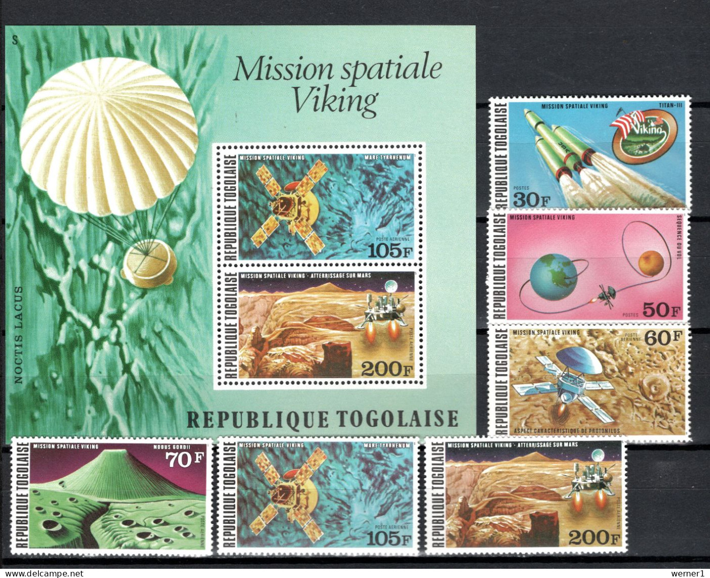 Togo 1976 Space, Viking Set Of 6 + S/s MNH - Afrika