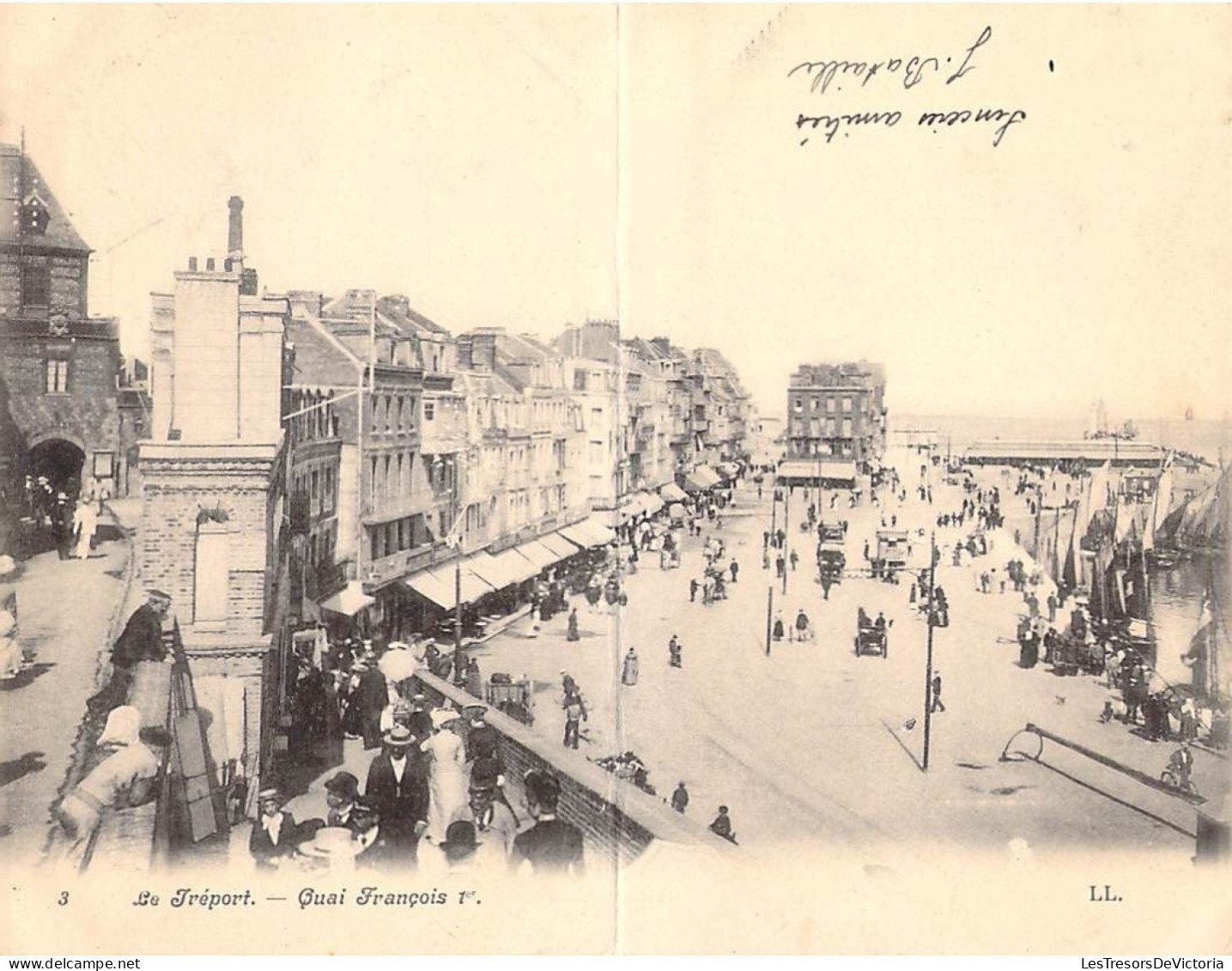 France - Le Tréport - Quai François - Bateau - Double Carte - Oblitéré 1907- Carte Postale Ancienne - Le Treport