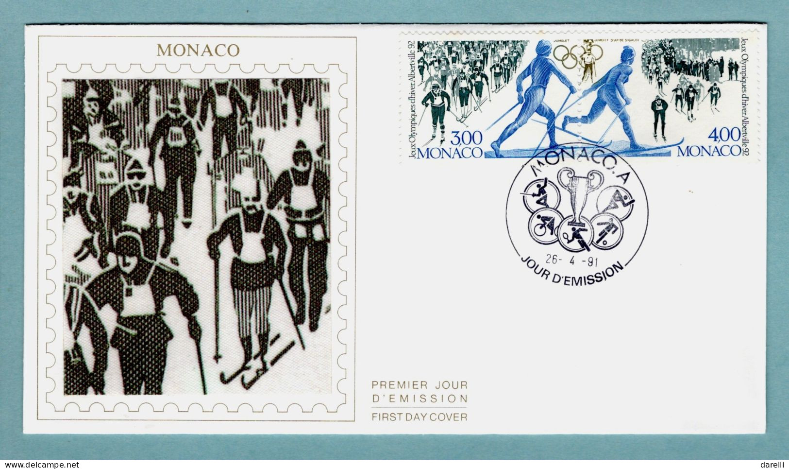 FDC Monaco 1991 - Jeux Olympiques - JO -  Jeux D'hiver D'Albertville - YT 1770 Et 1772 - FDC