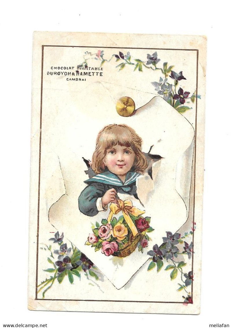 EH50 - CHROMO CHICOREE LA MENAGERE - DUROYON RAMETTE CAMBRAI - ENFANT ET PANIER DE FLEUR - FORMAT 11 X 7 CM - Tee & Kaffee