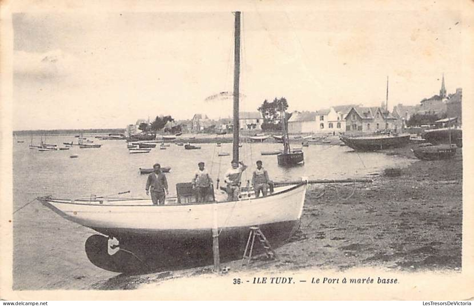 France - Ile Tudy - Le Port à Marée Basse - Bateau - Animé - Carte Postale Ancienne - Ile Tudy