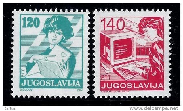 Yugoslavia 1988; Definitive, Postal Services MiNo 2288/9. MNH (**) - Unused Stamps